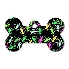 Playful Lizards Pattern Dog Tag Bone (two Sides) by Valentinaart