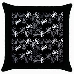 Gray Lizards Throw Pillow Case (black)