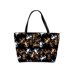 Brown Lizards Pattern Shoulder Handbags by Valentinaart