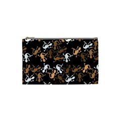 Brown Lizards Pattern Cosmetic Bag (small)  by Valentinaart