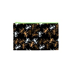 Brown Lizards Pattern Cosmetic Bag (xs) by Valentinaart