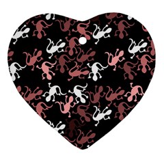 Decorative Lizards Pattern Ornament (heart)  by Valentinaart