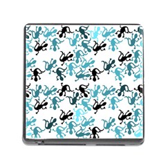 Lizards Pattern - Blue Memory Card Reader (square) by Valentinaart