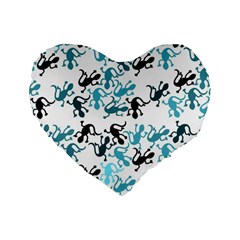 Lizards Pattern - Blue Standard 16  Premium Heart Shape Cushions by Valentinaart