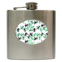 Lizards Pattern - Green Hip Flask (6 Oz) by Valentinaart