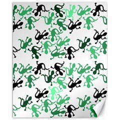 Lizards Pattern - Green Canvas 16  X 20   by Valentinaart