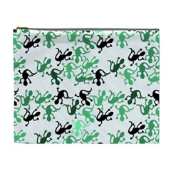 Lizards Pattern - Green Cosmetic Bag (xl) by Valentinaart