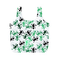 Lizards Pattern - Green Full Print Recycle Bags (m)  by Valentinaart