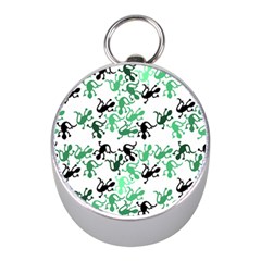 Lizards Pattern - Green Mini Silver Compasses by Valentinaart