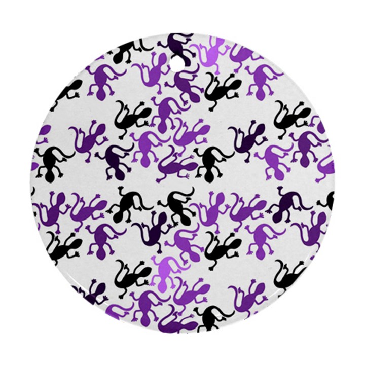 Lizards pattern - purple Round Ornament (Two Sides) 