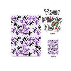 Lizards Pattern - Purple Playing Cards 54 (mini)  by Valentinaart