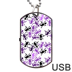 Lizards Pattern - Purple Dog Tag Usb Flash (two Sides) 