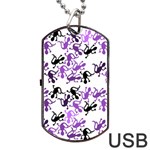 Lizards pattern - purple Dog Tag USB Flash (Two Sides)  Back