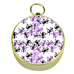 Lizards Pattern - Purple Gold Compasses by Valentinaart