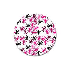 Lizards Pattern - Magenta Magnet 3  (round) by Valentinaart