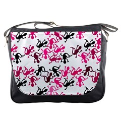 Lizards Pattern - Magenta Messenger Bags by Valentinaart