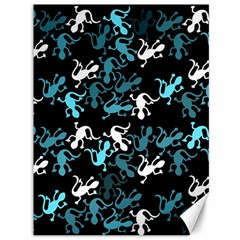 Cyan Lizards Pattern Canvas 36  X 48   by Valentinaart