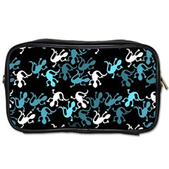 Cyan Lizards Pattern Toiletries Bags by Valentinaart