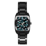 Cyan lizards pattern Stainless Steel Barrel Watch Front