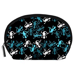 Cyan Lizards Pattern Accessory Pouches (large)  by Valentinaart