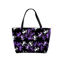 Purple Lizards Pattern Shoulder Handbags by Valentinaart