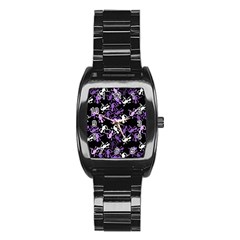 Purple Lizards Pattern Stainless Steel Barrel Watch by Valentinaart