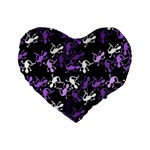 Purple lizards pattern Standard 16  Premium Flano Heart Shape Cushions Front
