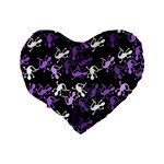 Purple lizards pattern Standard 16  Premium Flano Heart Shape Cushions Back