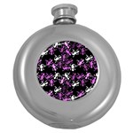 Magenta Lizards pattern Round Hip Flask (5 oz) Front