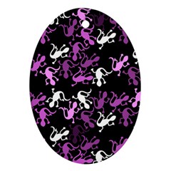 Magenta Lizards Pattern Oval Ornament (two Sides) by Valentinaart