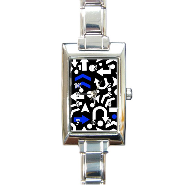 Right direction - blue  Rectangle Italian Charm Watch