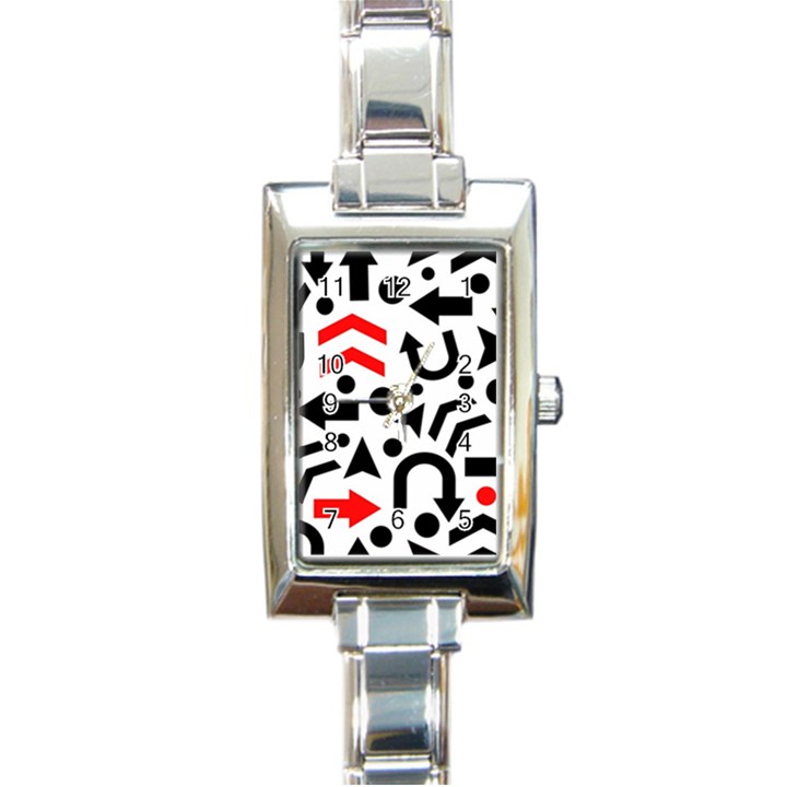 Red right direction Rectangle Italian Charm Watch