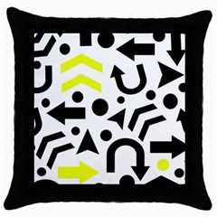 Yellow Right Direction  Throw Pillow Case (black)