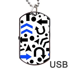 Blue Right Direction Dog Tag Usb Flash (one Side) by Valentinaart