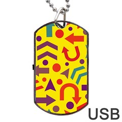 Yellow Direction Dog Tag Usb Flash (one Side) by Valentinaart