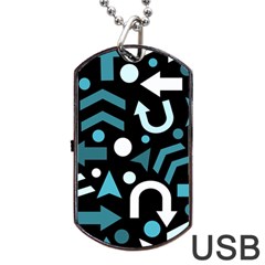 Cyan Direction  Dog Tag Usb Flash (one Side) by Valentinaart