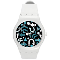 Cyan Direction  Round Plastic Sport Watch (m) by Valentinaart