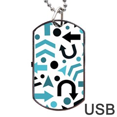 Cyan Direction Pattern Dog Tag Usb Flash (two Sides)  by Valentinaart