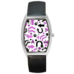 Magenta direction pattern Barrel Style Metal Watch