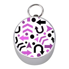 Magenta direction pattern Mini Silver Compasses