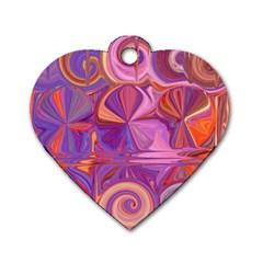 Candy Abstract Pink, Purple, Orange Dog Tag Heart (two Sides)
