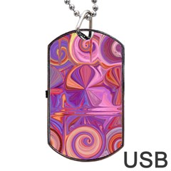 Candy Abstract Pink, Purple, Orange Dog Tag USB Flash (One Side)