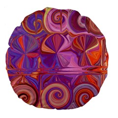 Candy Abstract Pink, Purple, Orange Large 18  Premium Flano Round Cushions by digitaldivadesigns