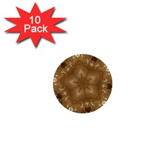 Elegant Gold Brown Kaleidoscope Star 1  Mini Buttons (10 Pack)  by yoursparklingshop