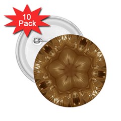 Elegant Gold Brown Kaleidoscope Star 2 25  Buttons (10 Pack)  by yoursparklingshop