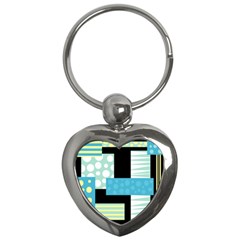 Blue Collage Key Chains (heart)  by Valentinaart