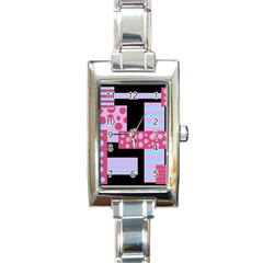 Pink Collage Rectangle Italian Charm Watch by Valentinaart