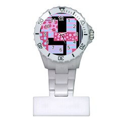 Pink Collage Plastic Nurses Watch by Valentinaart