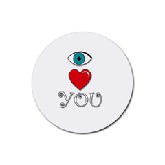 I Love You Rubber Round Coaster (4 Pack)  by Valentinaart