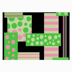 Green And Pink Collage Large Glasses Cloth (2-side) by Valentinaart